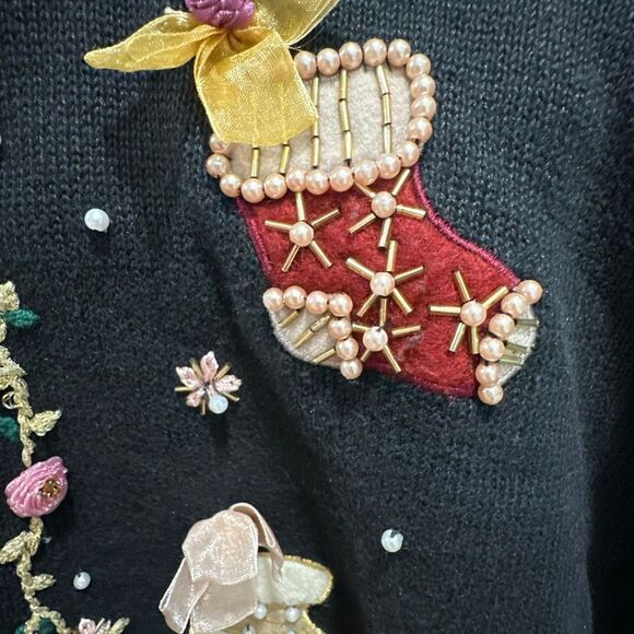 B.P. Design vintage Christmas sweater embellished stockings bling XXL - Picture 8 of 10